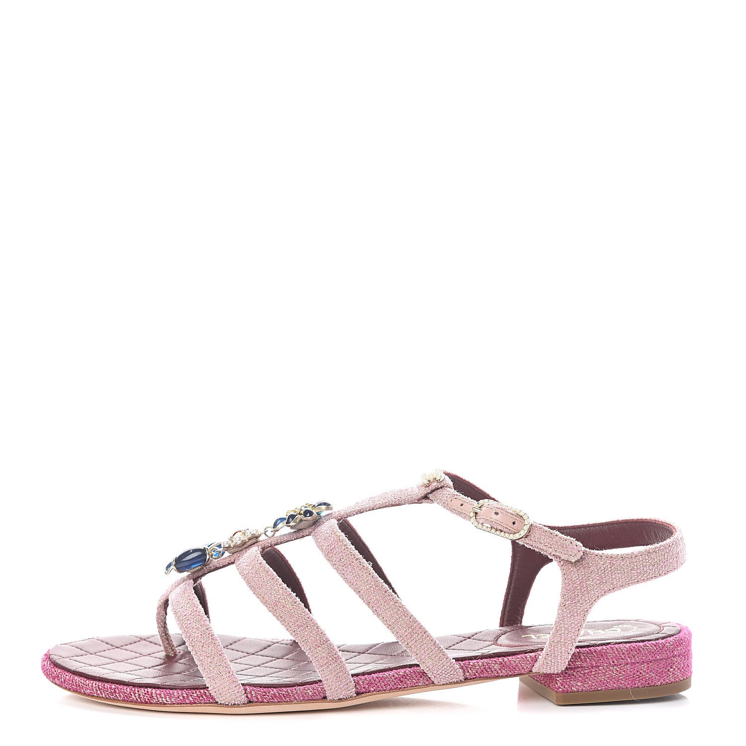 Chanel Fabric Embellished Sandals 39 Pink 1 of 7
