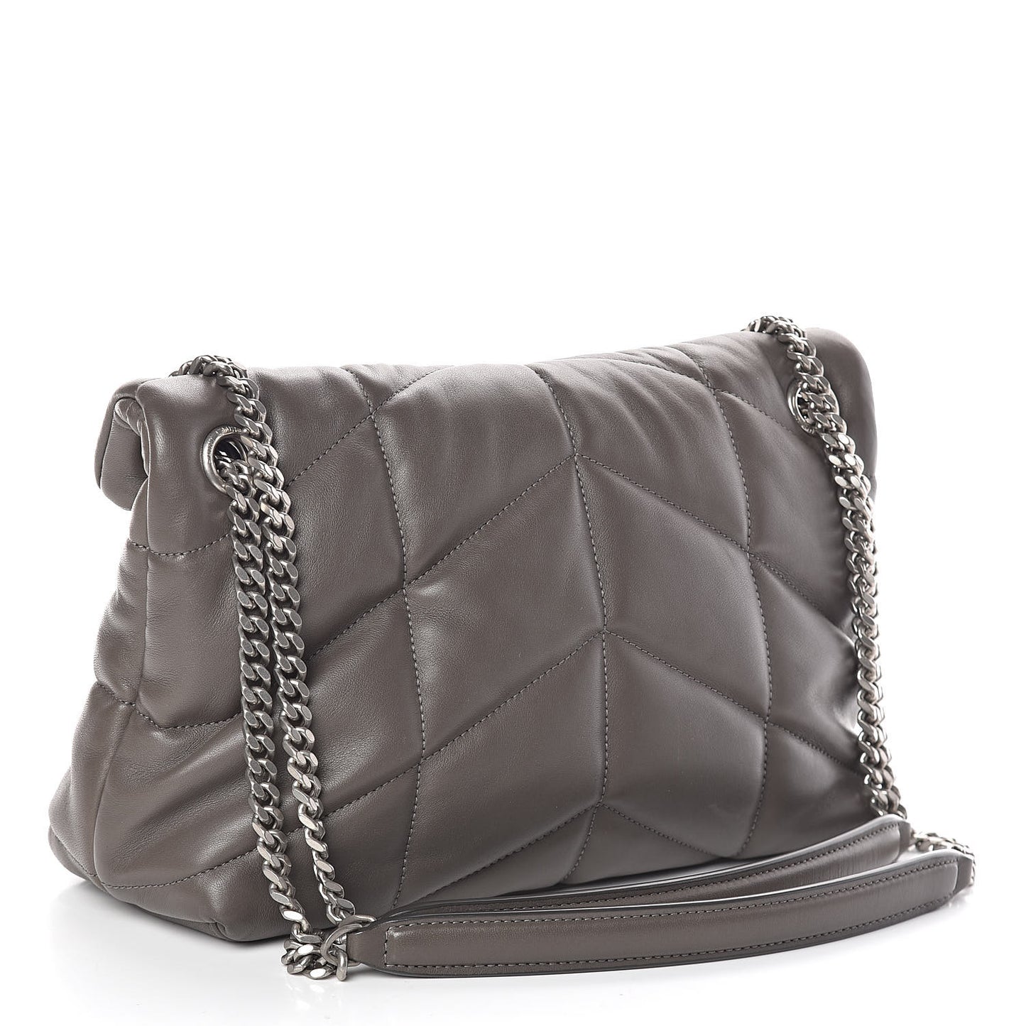 Lambskin Quilted Small Loulou Puffer Monogram Chain Satchel Concrete