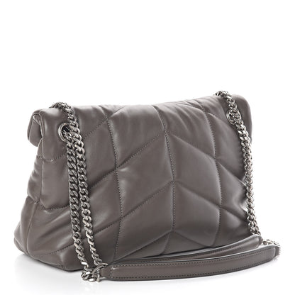 Saint Laurent Lambskin Quilted Small Loulou Puffer Monogram Chain Satchel Concrete 3 of 9