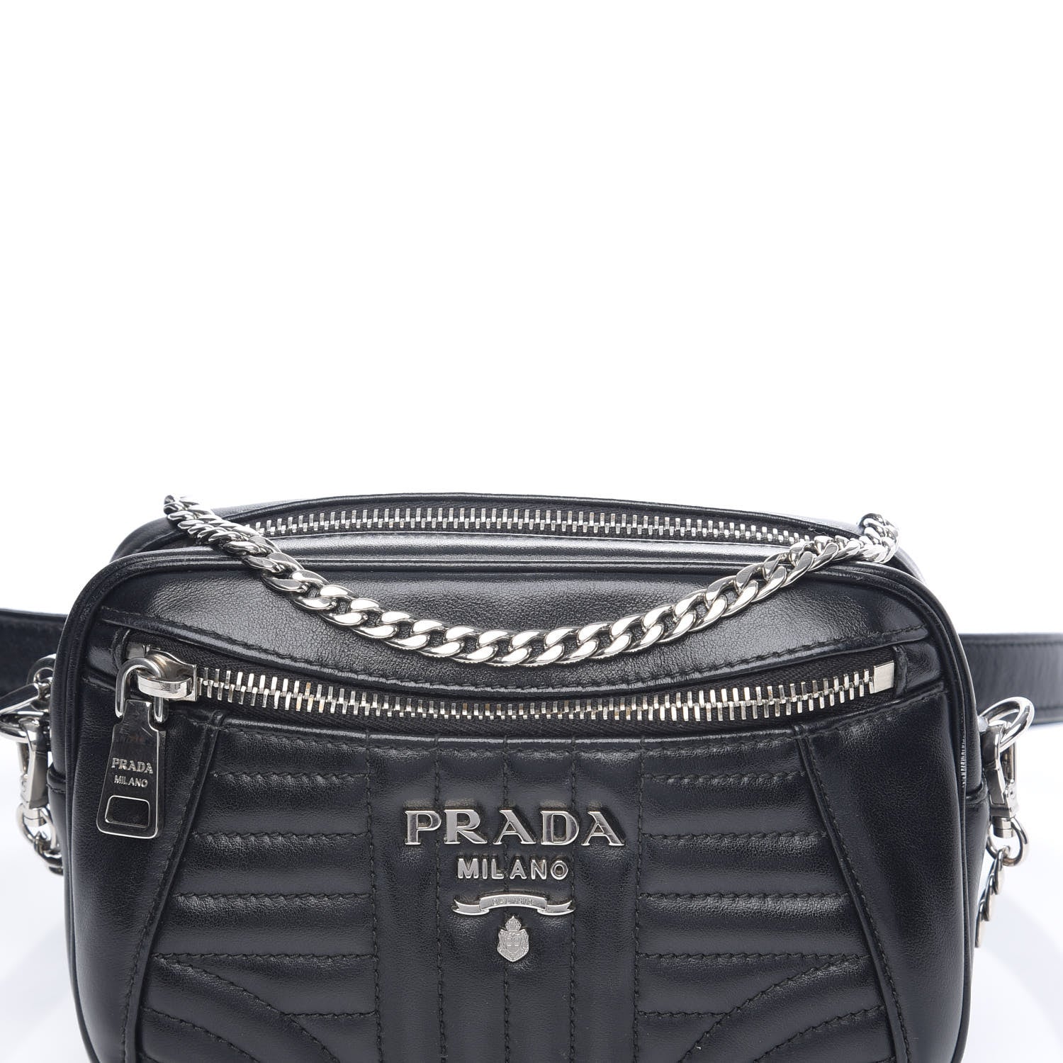 Prada Soft Calfskin Impunture Diagramme Belt Bag Black 8 of 8
