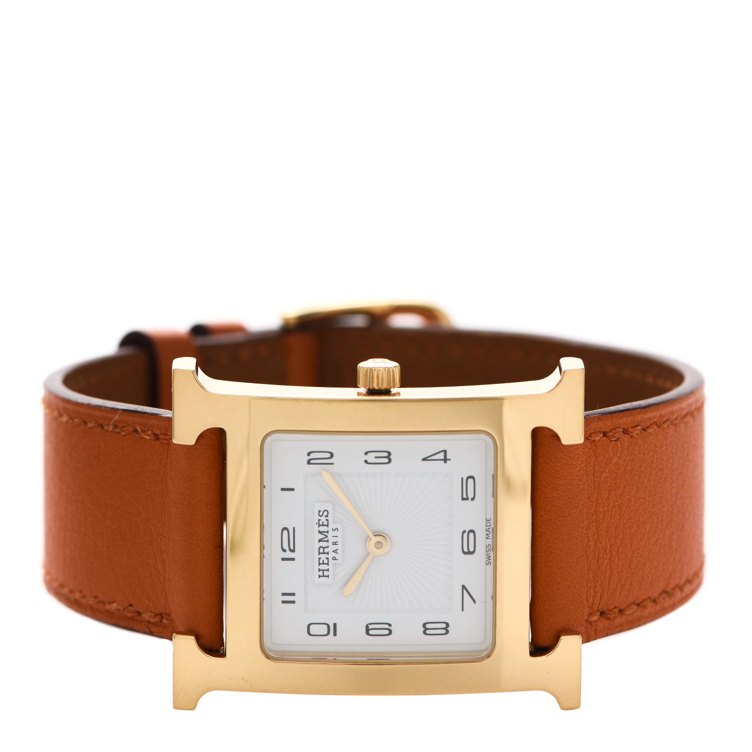 Hermes Stainless Steel Swift 26mm Heure H Hour Quartz Watch Orange 2 of 4