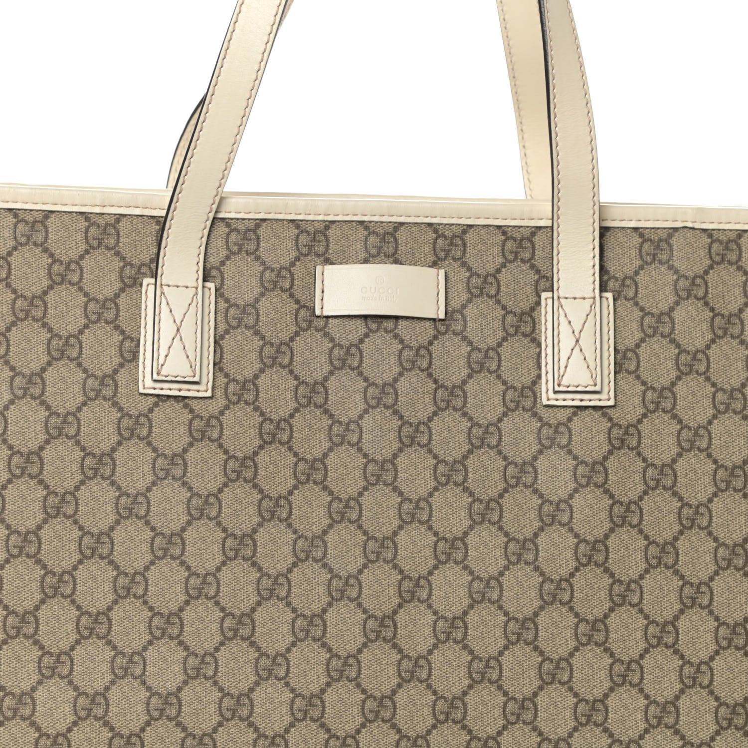 Gucci GG Supreme Monogram Large Zippered Shopping Tote Off White 7 of 9