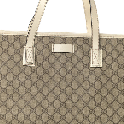 Gucci GG Supreme Monogram Large Zippered Shopping Tote Off White 7 of 9