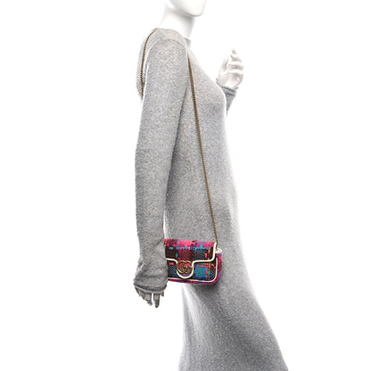 Gucci Tweed Calfskin Spicy Check Super Mini GG Marmont Shoulder Bag Pink Multicolor Mystic White 2 of 11