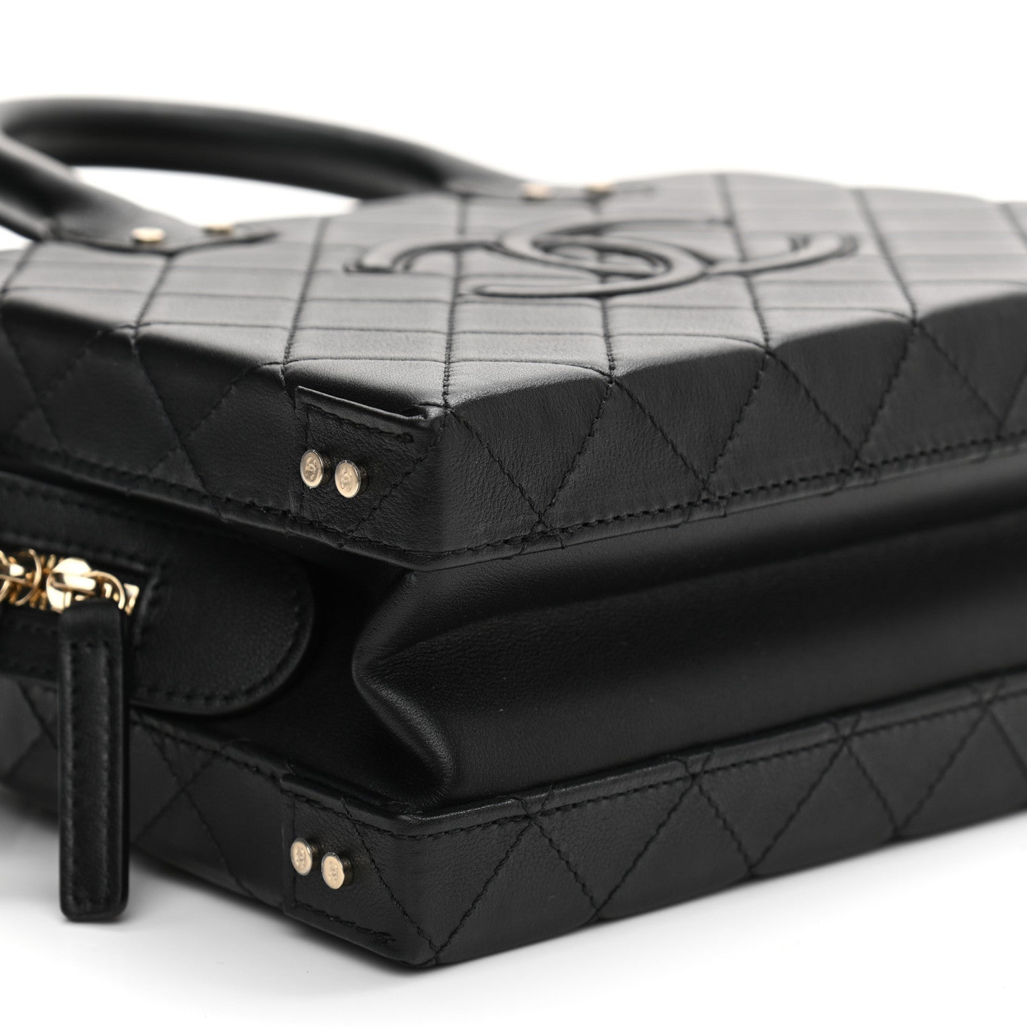 Chanel Calfskin Quilted Studded Square Vanity Case Black 8 of 10