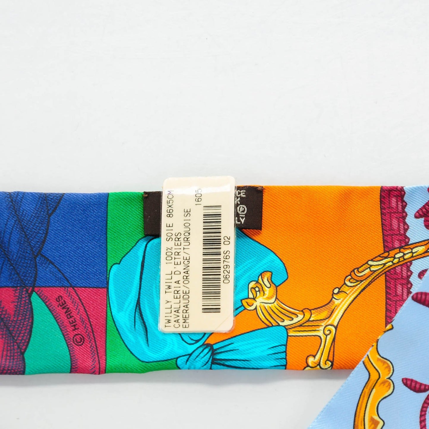 Silk Cavalleria D'Etriers Twilly Emeraude Orange Turquoise