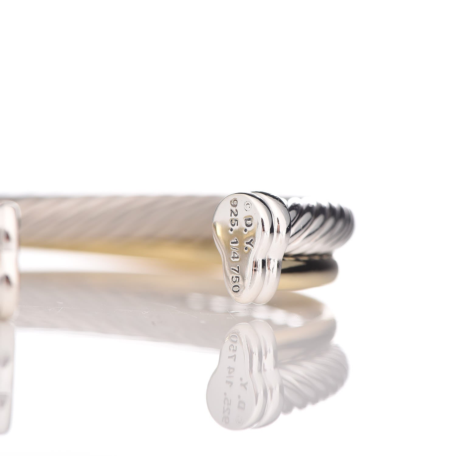 David Yurman Sterling Silver 18K Yellow Gold 5mm Crossover Cuff Bracelet 5 of 8