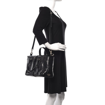 Mulberry Calfskin Crocodile Embossed Small Roxette Black 2 of 11