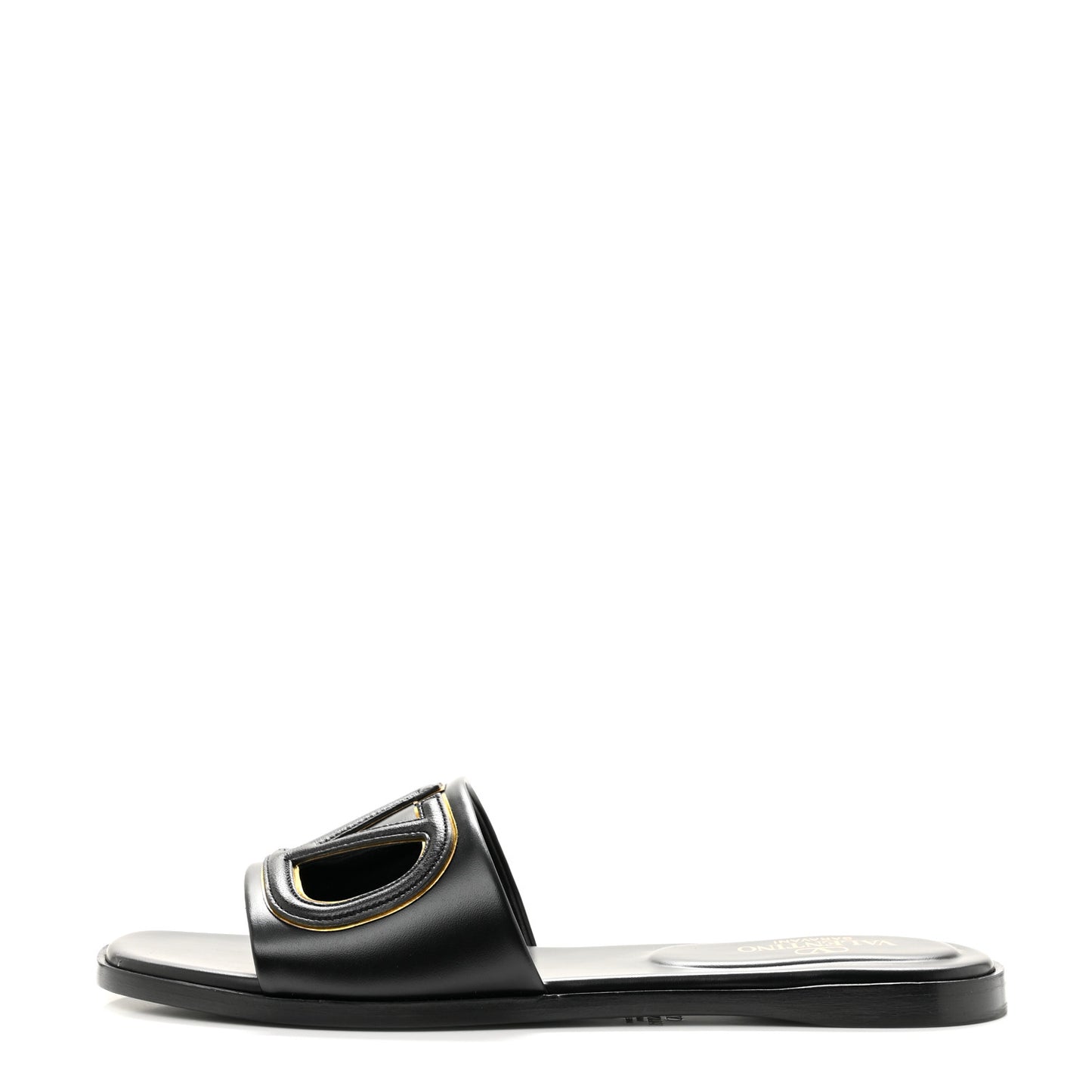 Nappa Vlogo Flat Slide Sandals 37 Black