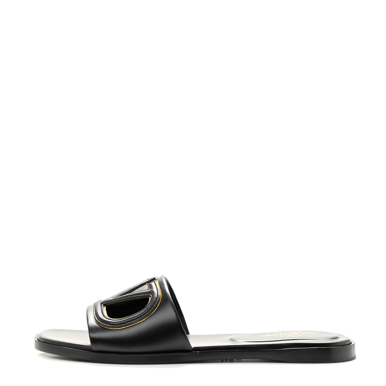 Valentino Garavani Nappa Vlogo Flat Slide Sandals 37 Black 1 of 10