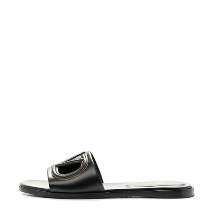 Valentino Garavani Nappa Vlogo Flat Slide Sandals 37 Black 1 of 10