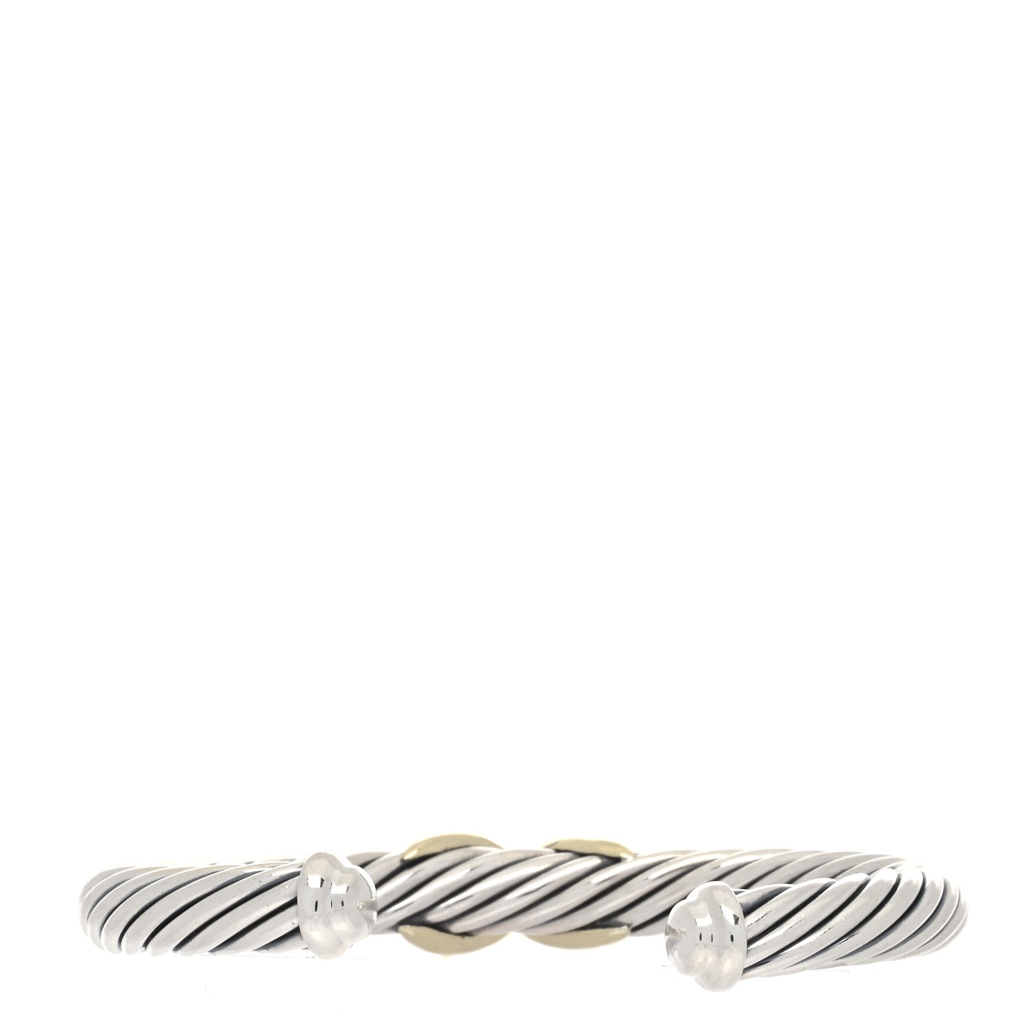 David Yurman Sterling Silver 14K Yellow Gold 7mm X Station Cable Bracelet 2 of 3