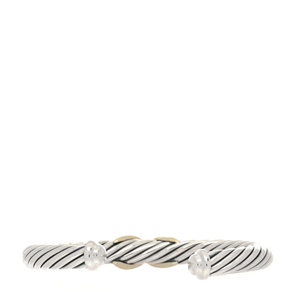 David Yurman Sterling Silver 14K Yellow Gold 7mm X Station Cable Bracelet 2 of 3