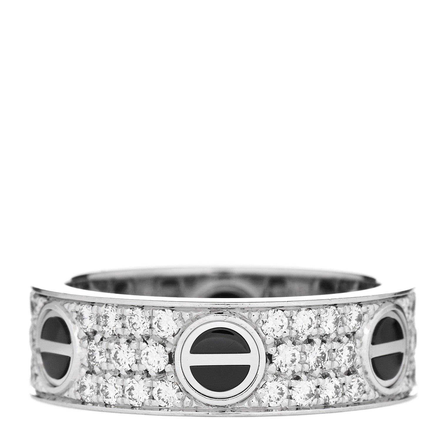 Cartier 18K White Gold Diamond Ceramic LOVE Paved Ring 56 7.5 1 of 4