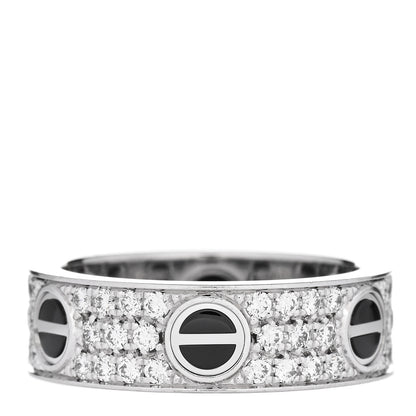 Cartier 18K White Gold Diamond Ceramic LOVE Paved Ring 56 7.5 1 of 4