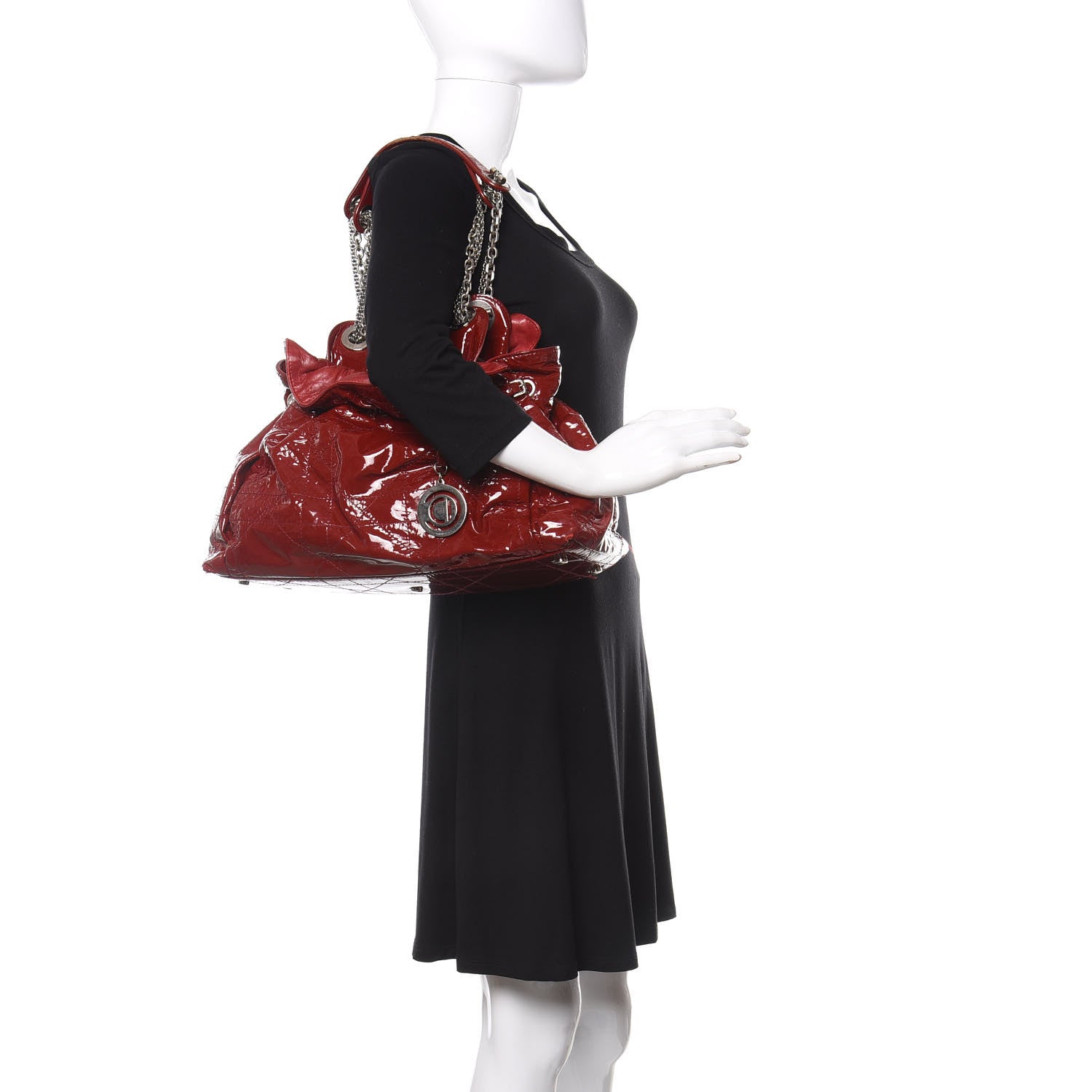 Christian Dior Patent Cannage Medium Le Trente Tote Red 2 of 18