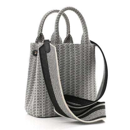 Prada Jacquard Logo Embroidered Small Tote Black Talco 3 of 9
