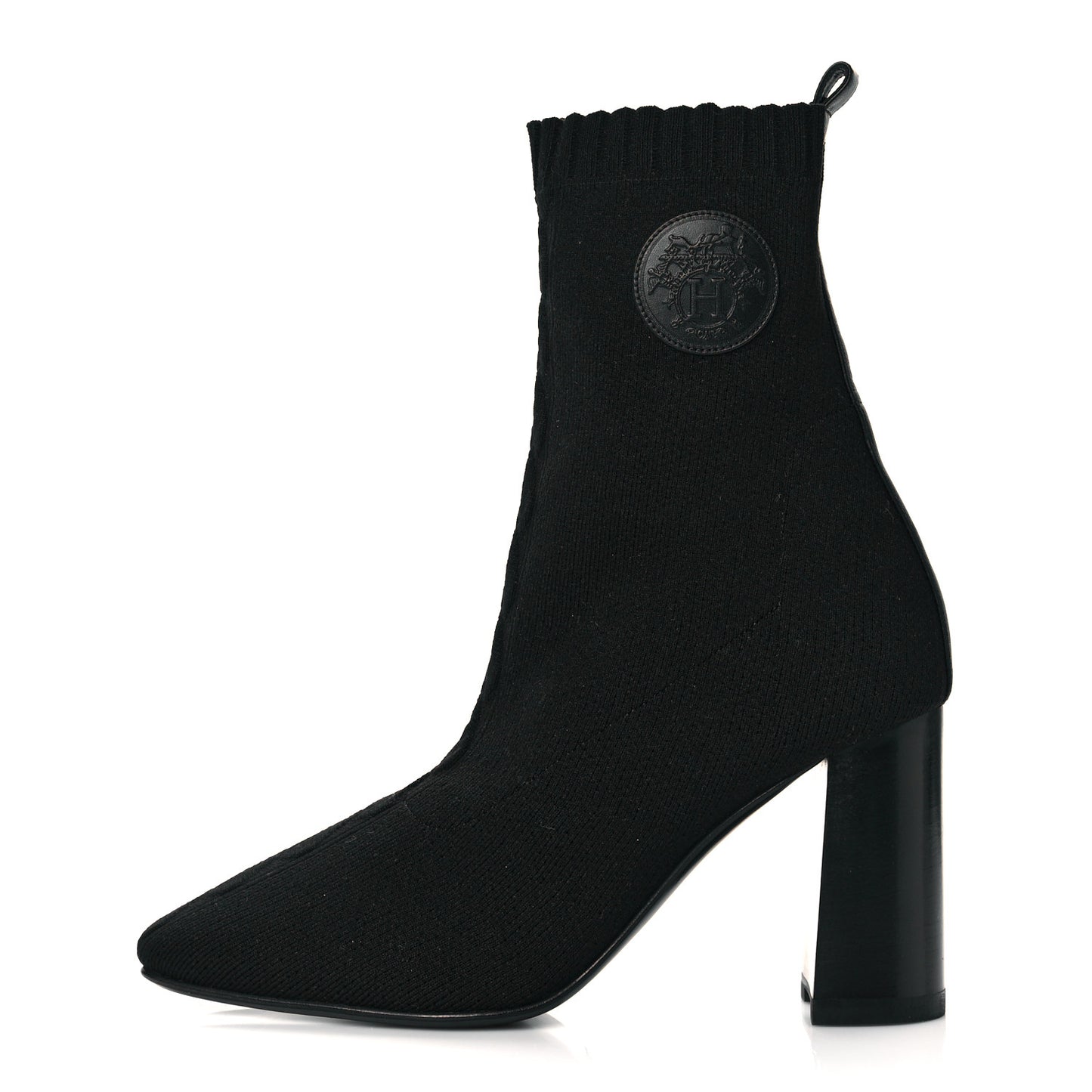 Knit Calfskin Volver Ankle Boots 38.5 Black