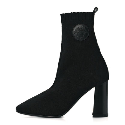 Hermes Knit Calfskin Volver Ankle Boots 38.5 Black 1 of 7