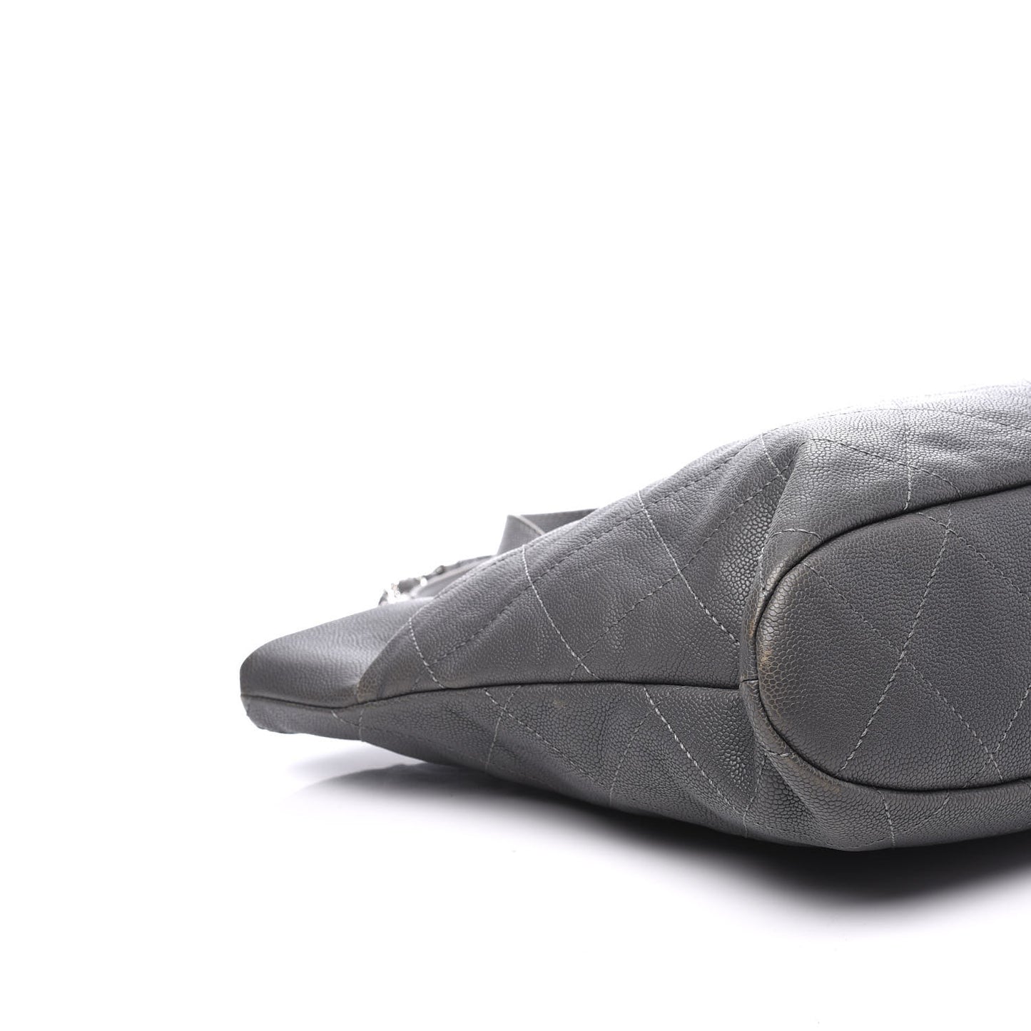 Caviar Quilted Shopping Tote Grey