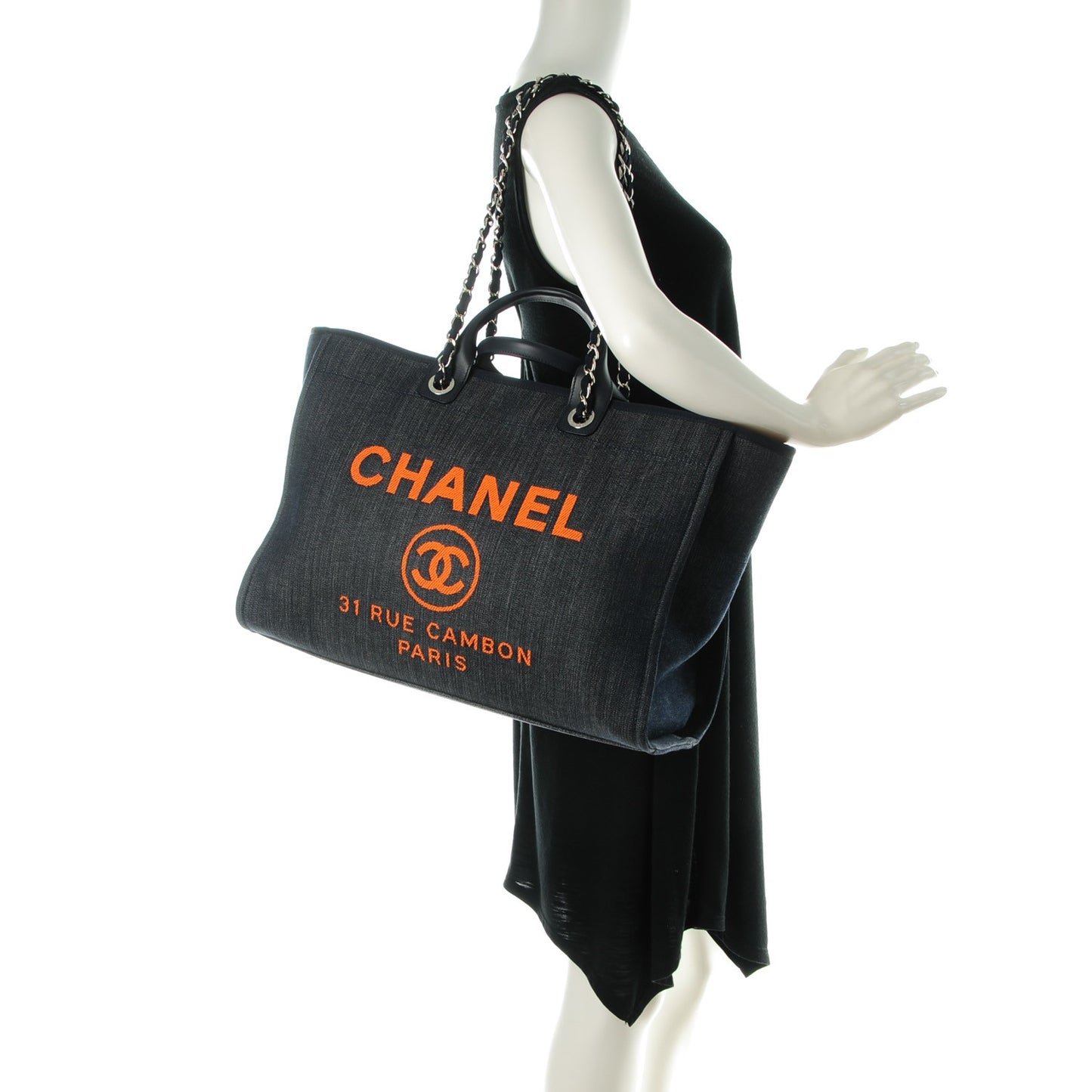 Canvas Large Deauville Tote Blue Orange