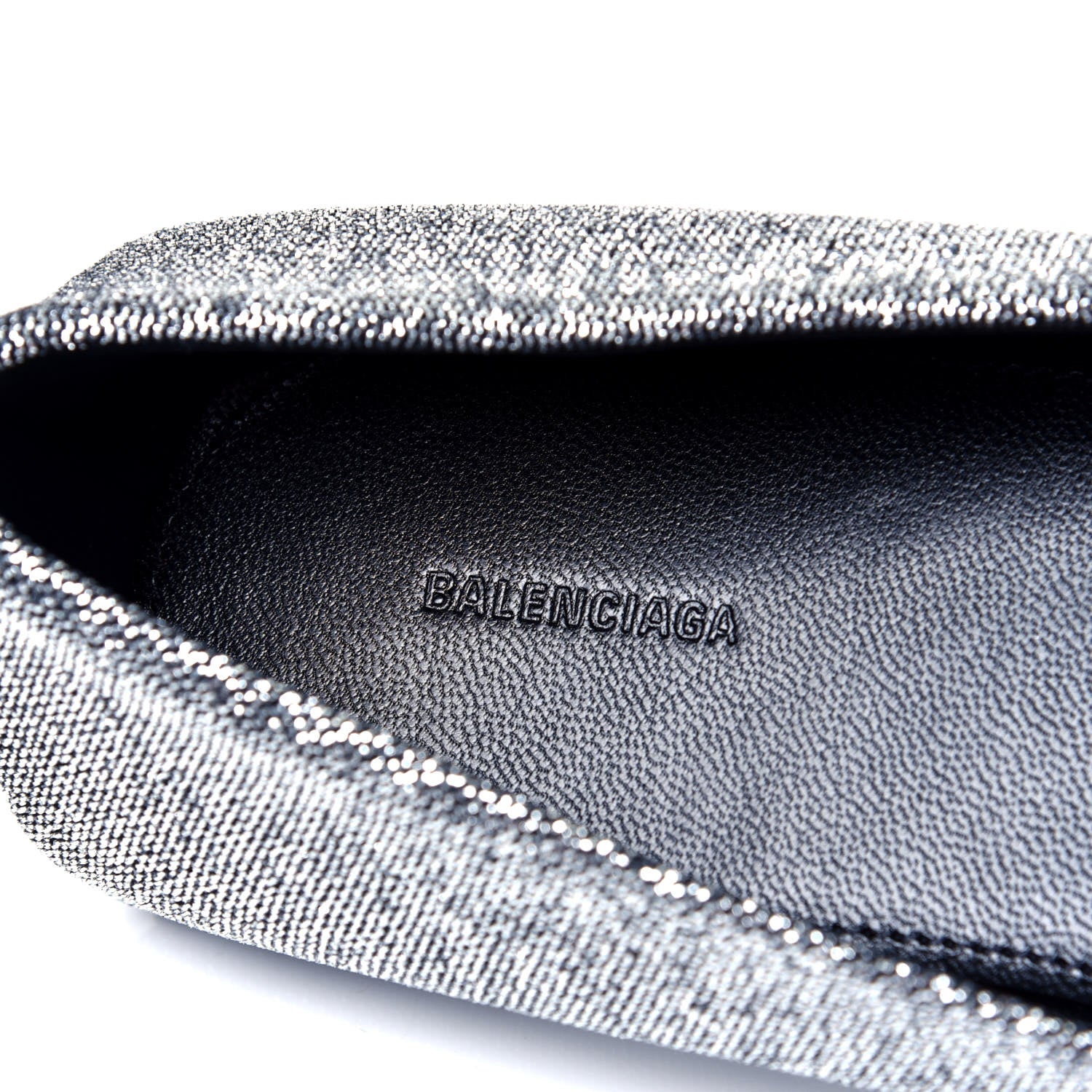 Balenciaga Shiny Fabric BB Square Knife Pointy Toe Ballerina Flats 37 Silver 6 of 6