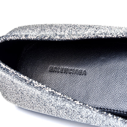 Balenciaga Shiny Fabric BB Square Knife Pointy Toe Ballerina Flats 37 Silver 6 of 6