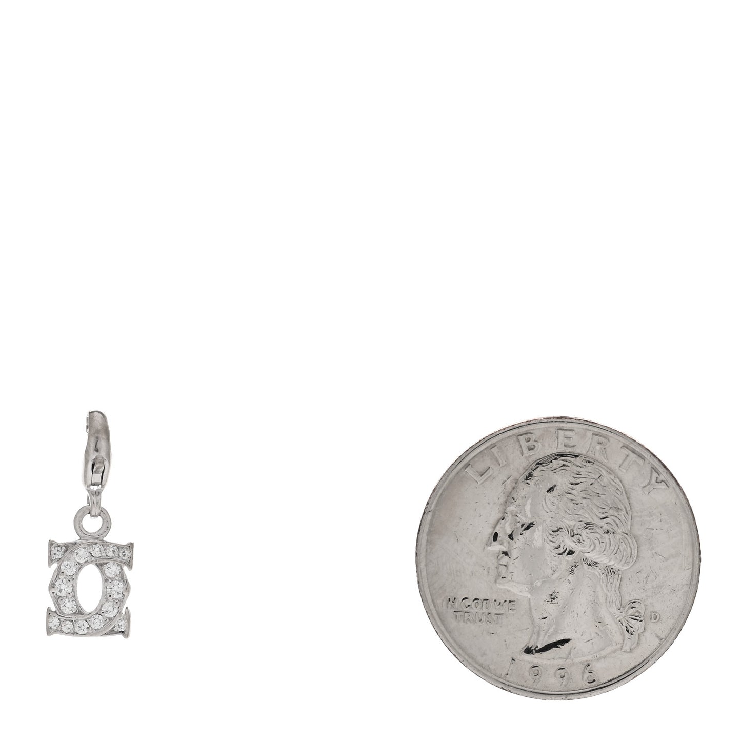 18K White Gold Diamond Double C Logo Charm