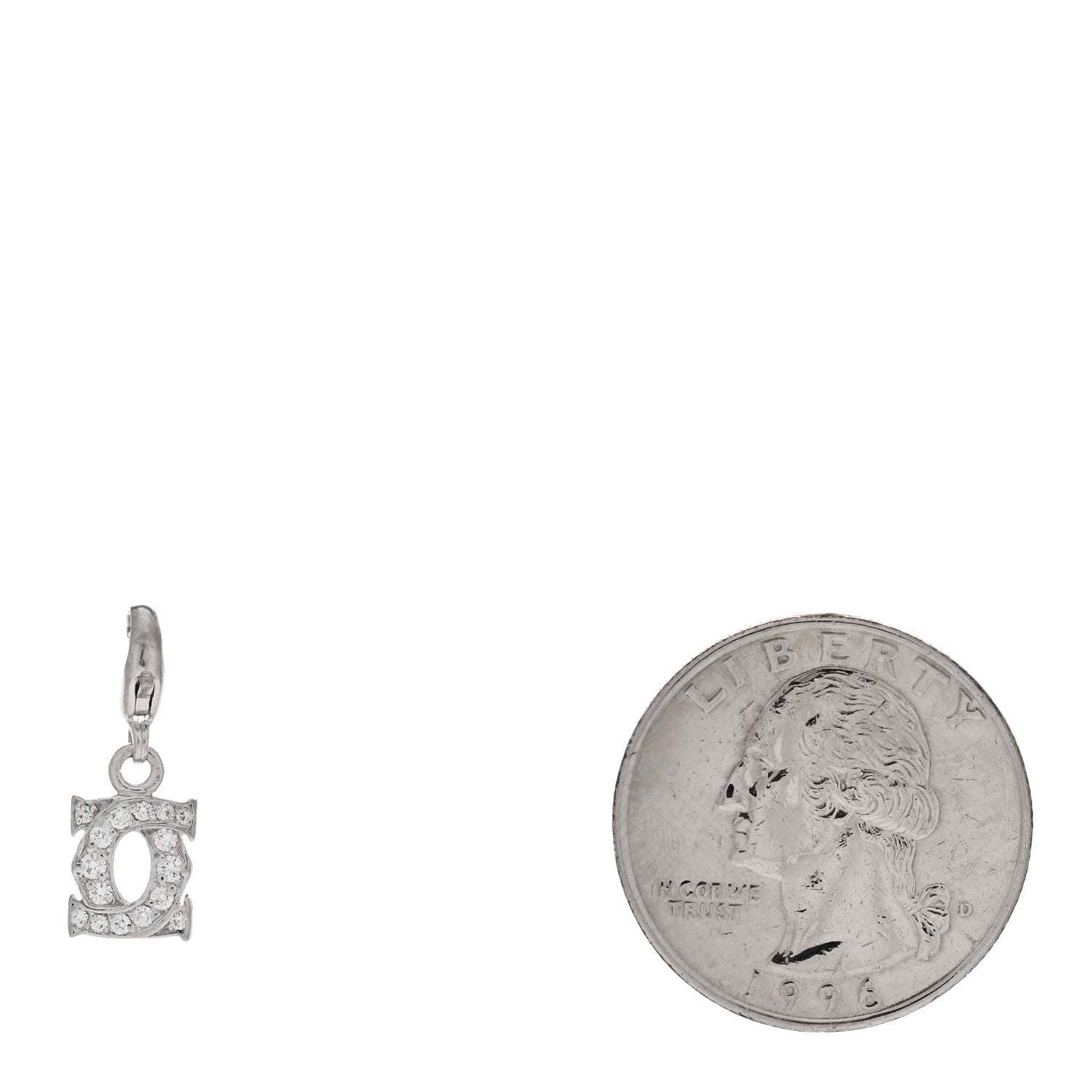 Cartier 18K White Gold Diamond Double C Logo Charm 2 of 3
