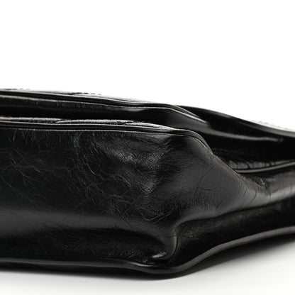 Saint Laurent Crinkled Calfskin Matelasse Monogram Medium Niki Chain Satchel Black 9 of 10