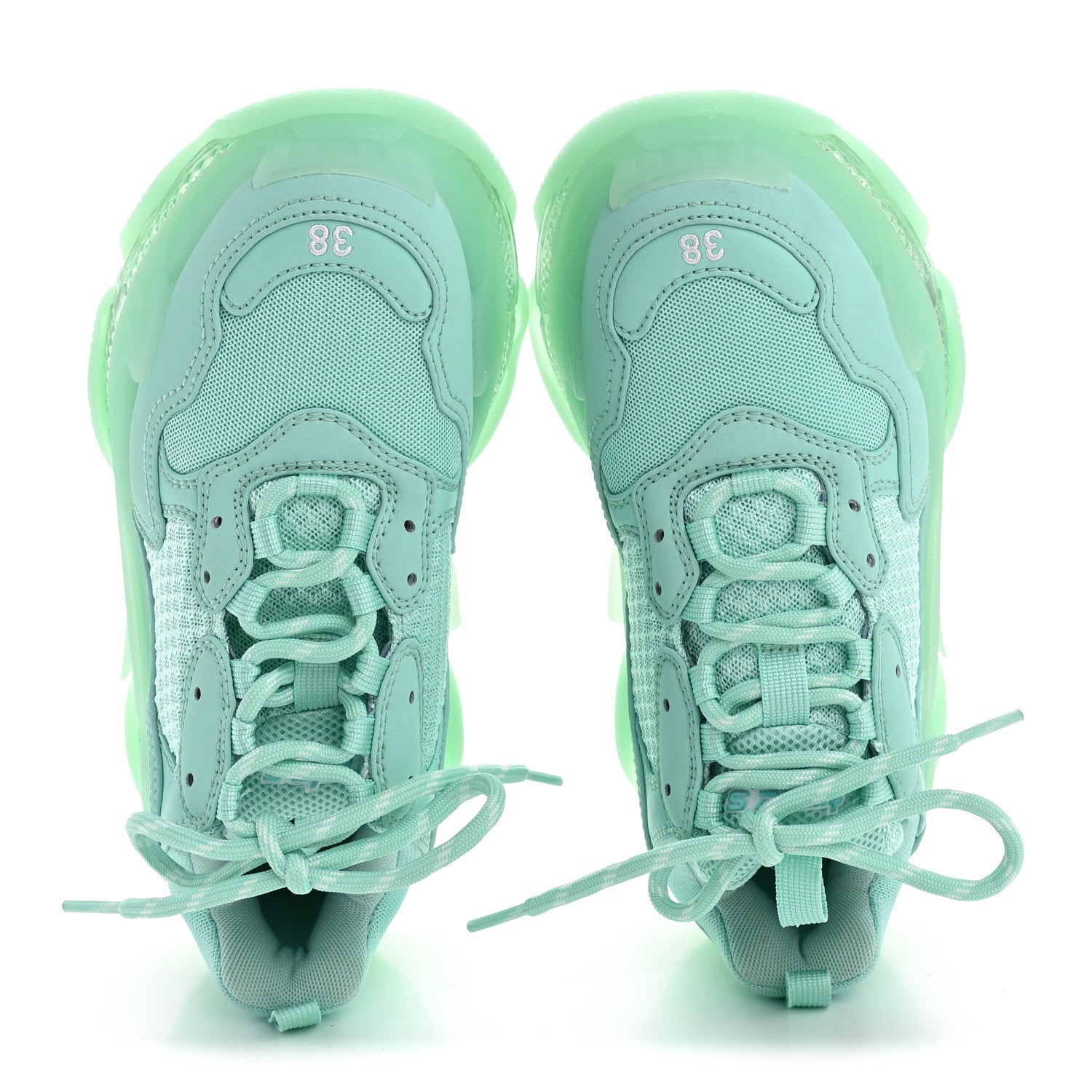 Balenciaga Fabric Mesh Clear Sole Womens Triple S Sneakers 38 Mint 2 of 9