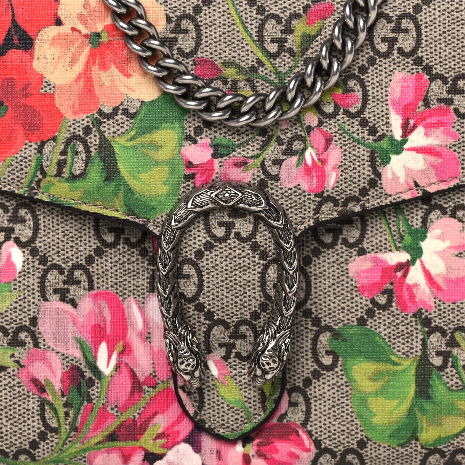 Gucci GG Supreme Monogram Blooms Mini Dionysus Chain Wallet Beige Multicolor Dry Rose 8 of 11