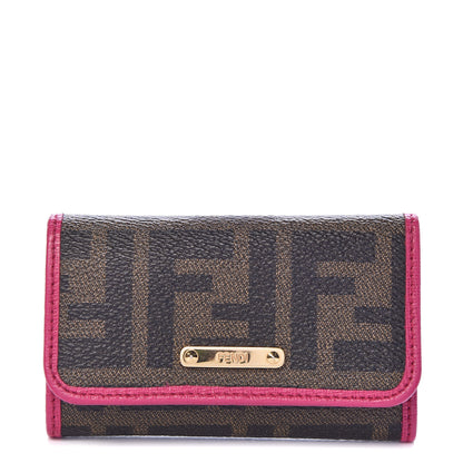 Fendi Zucca Spalmati Vitello Elite 6 Key Holder Tobacco Ciclamino 1 of 11