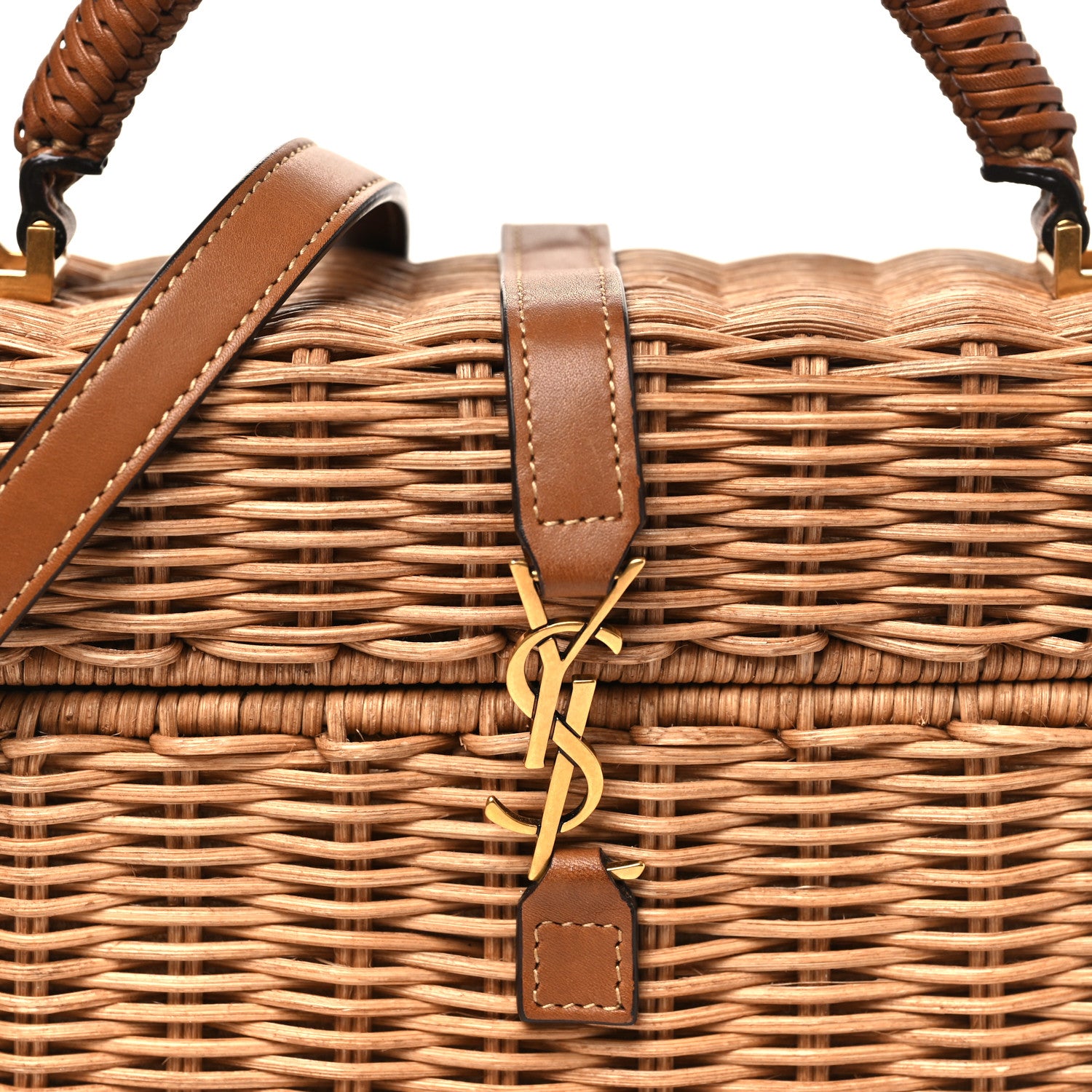 Saint Laurent Wicker Gaby Vanity Bag Natural Brick 8 of 11
