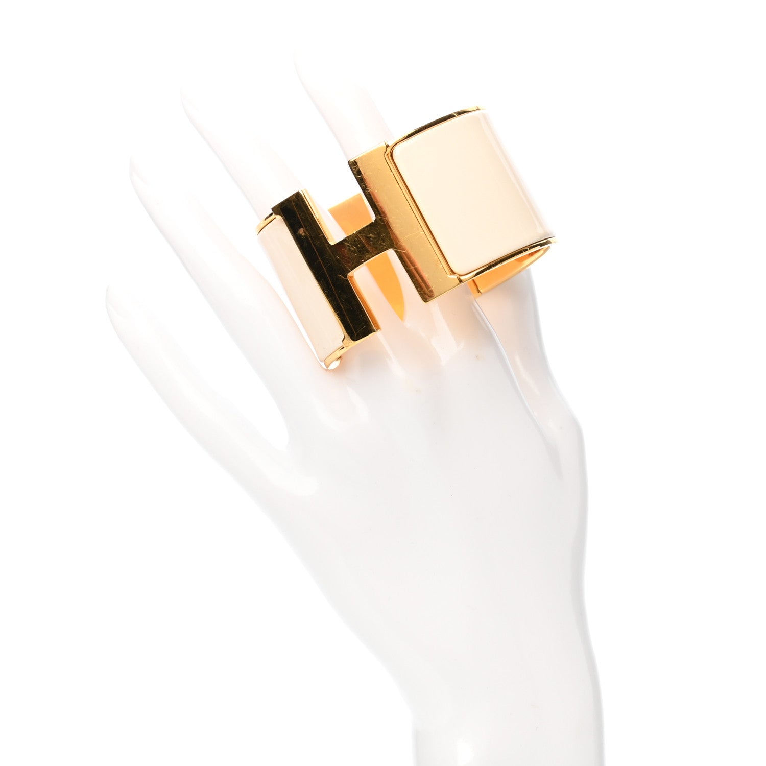 Hermes Enamel Extra Wide Clic Clac H Bracelet PM White 2 of 5