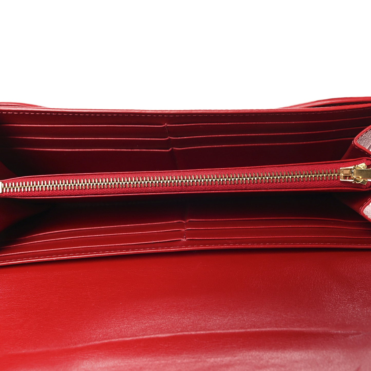 Grained Calfskin Large Flap Wallet Red