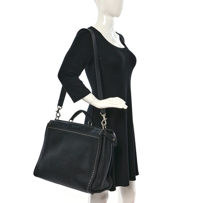 Fendi Cuoio Romano Selleria Metal Stitch Large Mens Peekaboo Iconic Essential Satchel Black 2 of 9