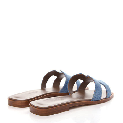 Hermes Denim Canvas Oran Sandals 36.5 Bleu Clair 4 of 11
