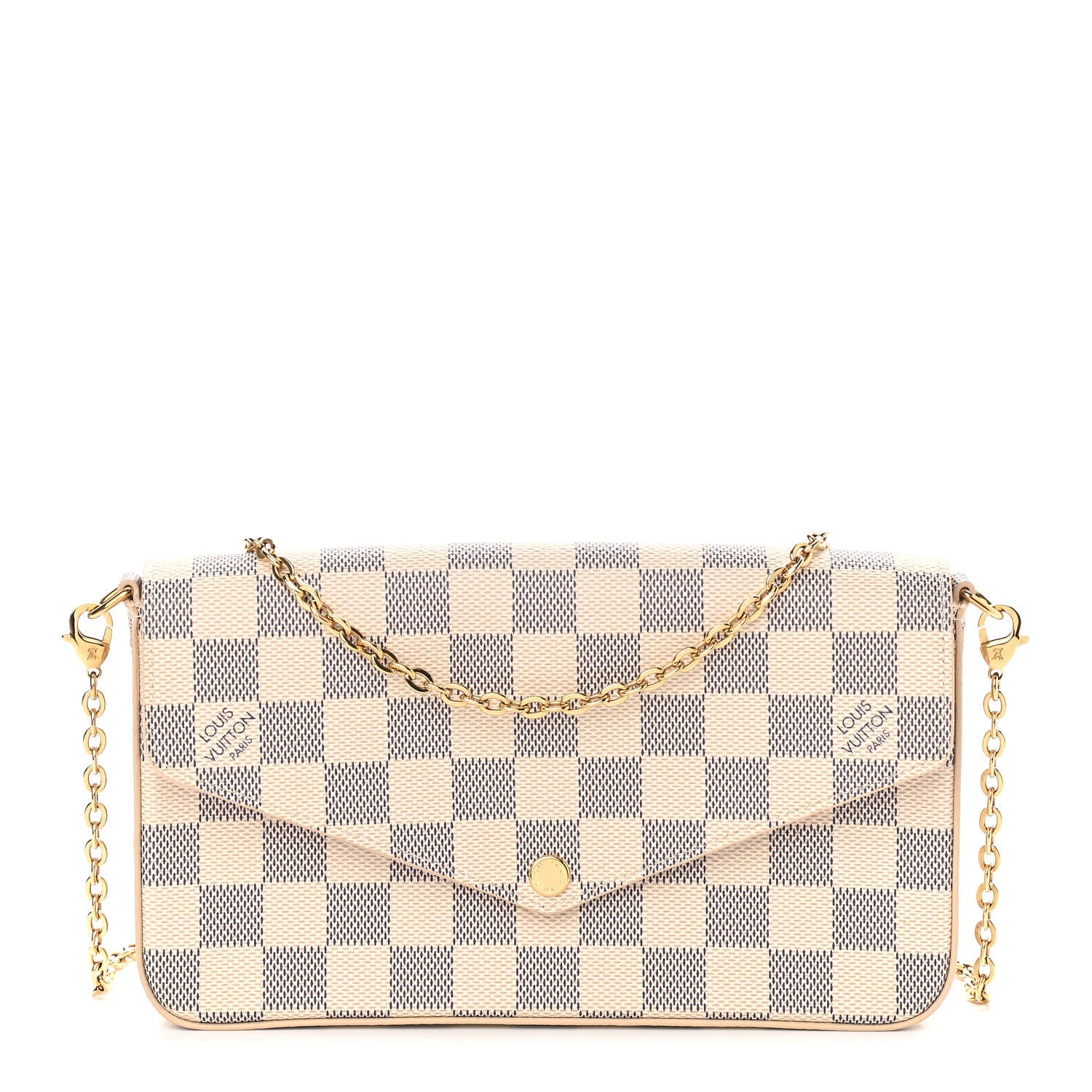 Louis Vuitton Damier Azur Pochette Felicie Chain Wallet Rose Ballerine 1 of 10
