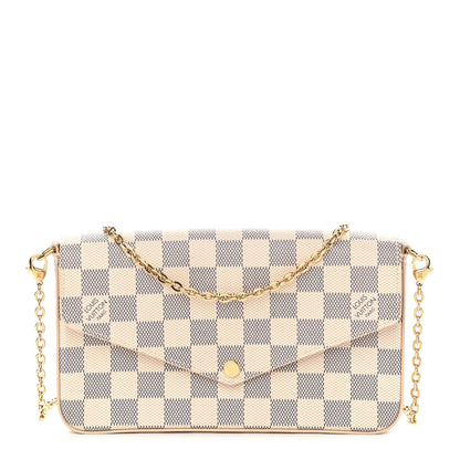 Louis Vuitton Damier Azur Pochette Felicie Chain Wallet Rose Ballerine 1 of 10