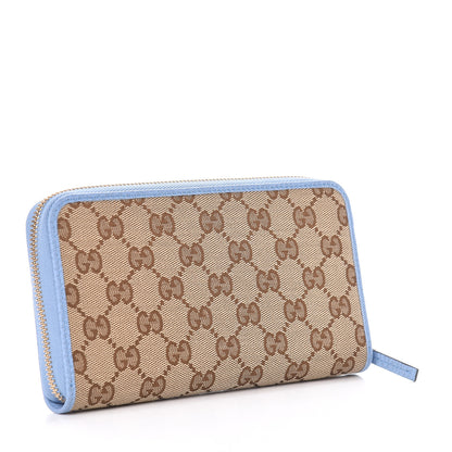 Gucci Monogram Dollar Calfskin Zip Around Wallet Beige Ebony Mineral Blue 3 of 8