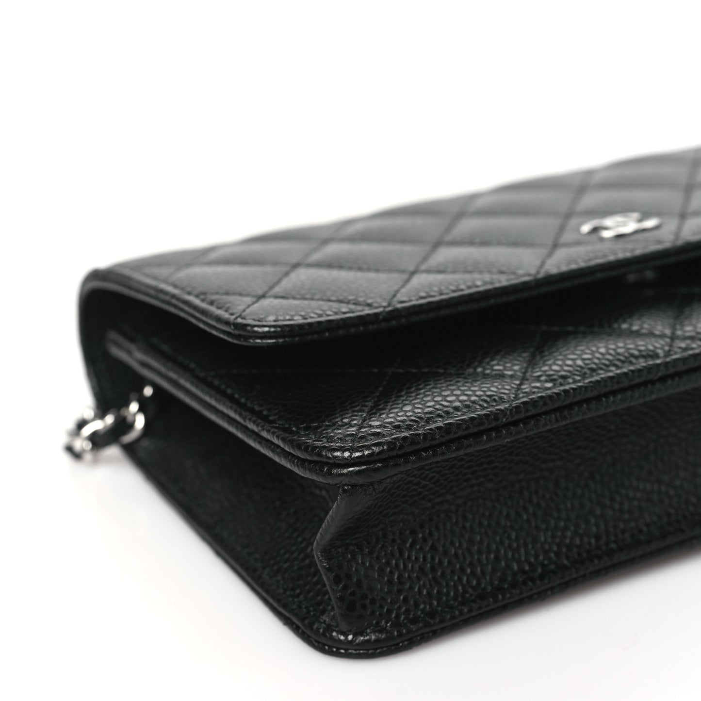 Caviar Quilted Wallet on Chain WOC Black