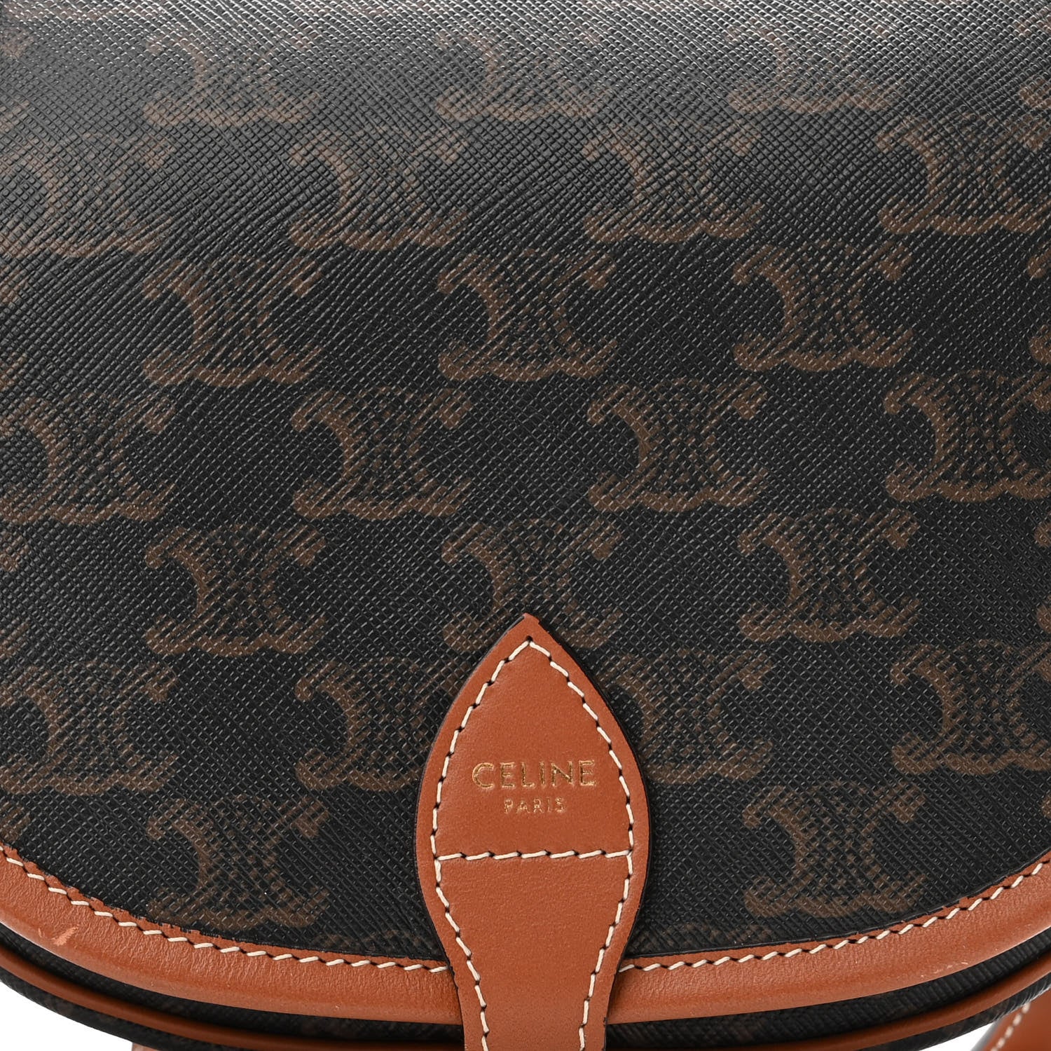 Celine Triomphe Canvas Medium Folco Bag Tan 8 of 10