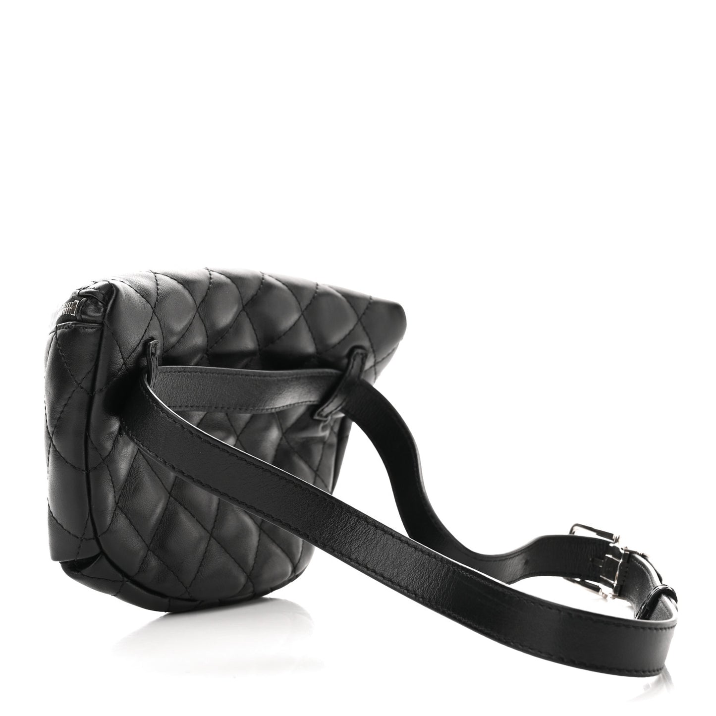 Lambskin Quilted Waist Belt Bag Black