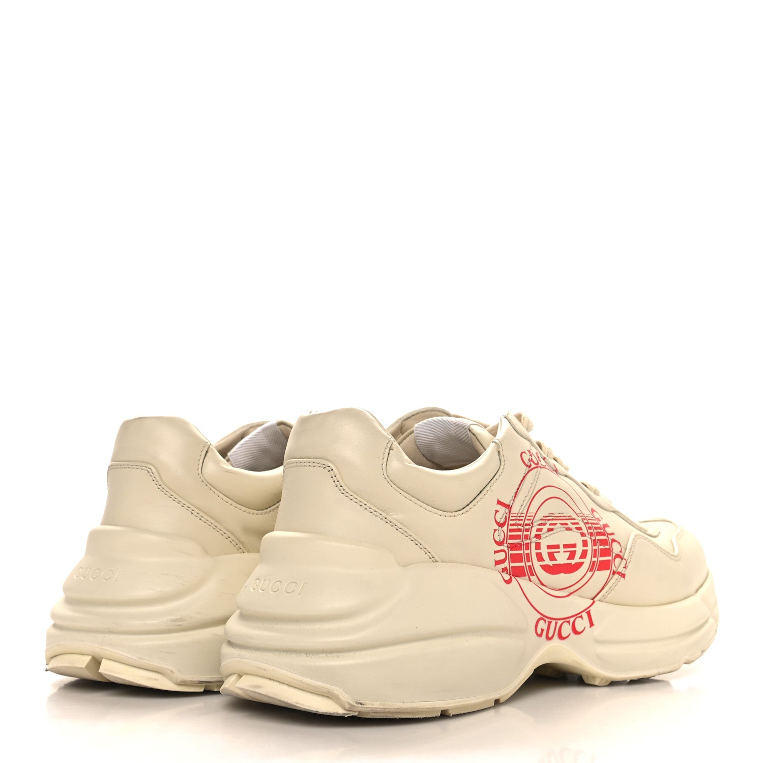 Gucci Calfskin Mens Gucci Disk Rhyton Sneaker 8 Ivory Red 5 of 12
