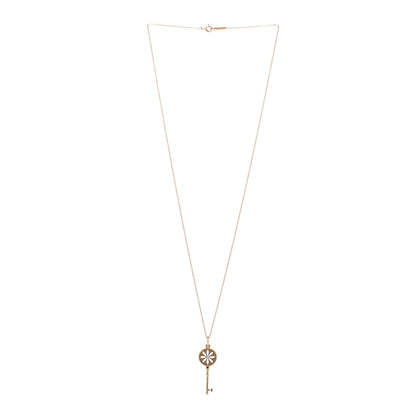 Tiffany 18K Yellow Gold Diamond Small Daisy Key Pendant Necklace 3 of 4