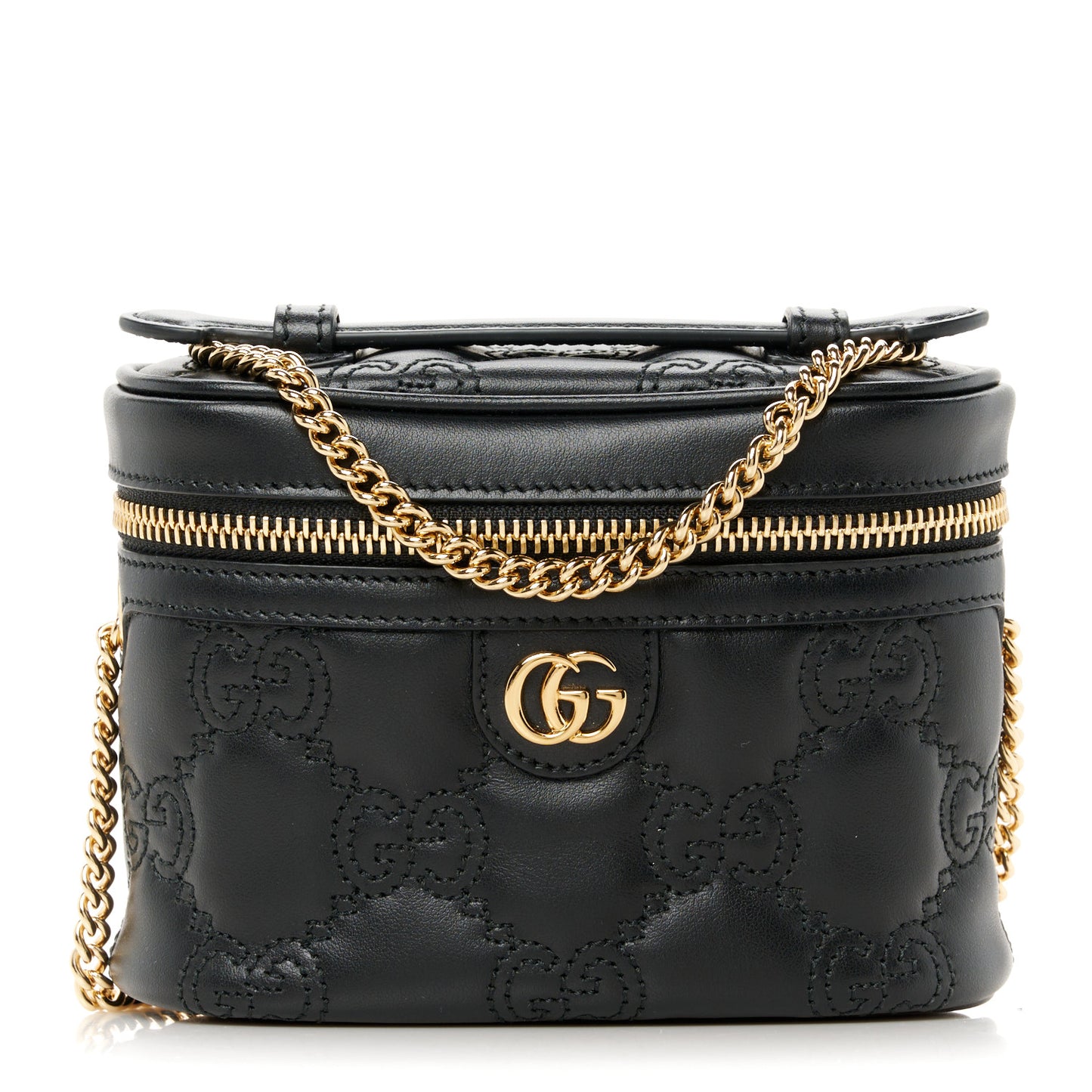 Calfskin GG Matelasse Mini Top Handle Bag Black