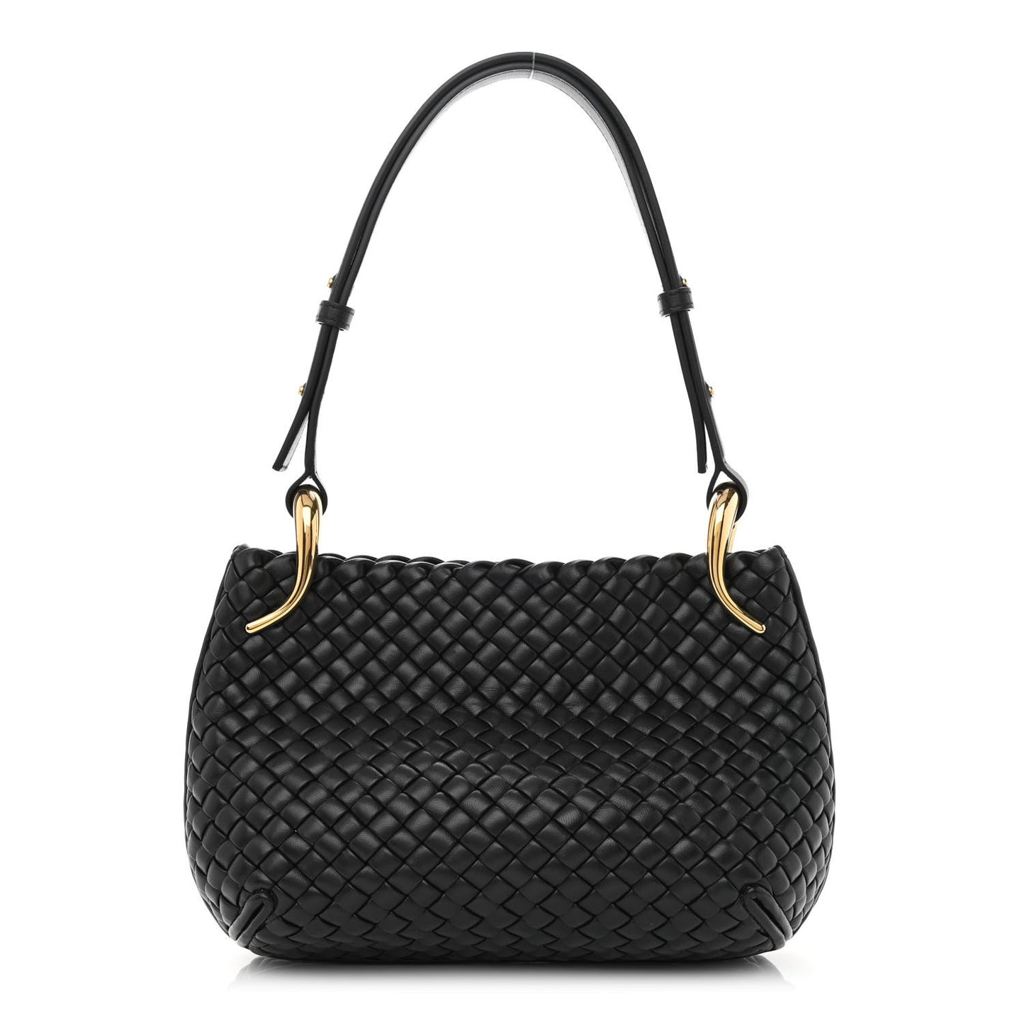 Nappa Intrecciato Small Clicker Shoulder Bag Black