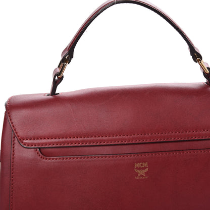 MCM Calfskin Top Handle Satchel Red 10 of 16