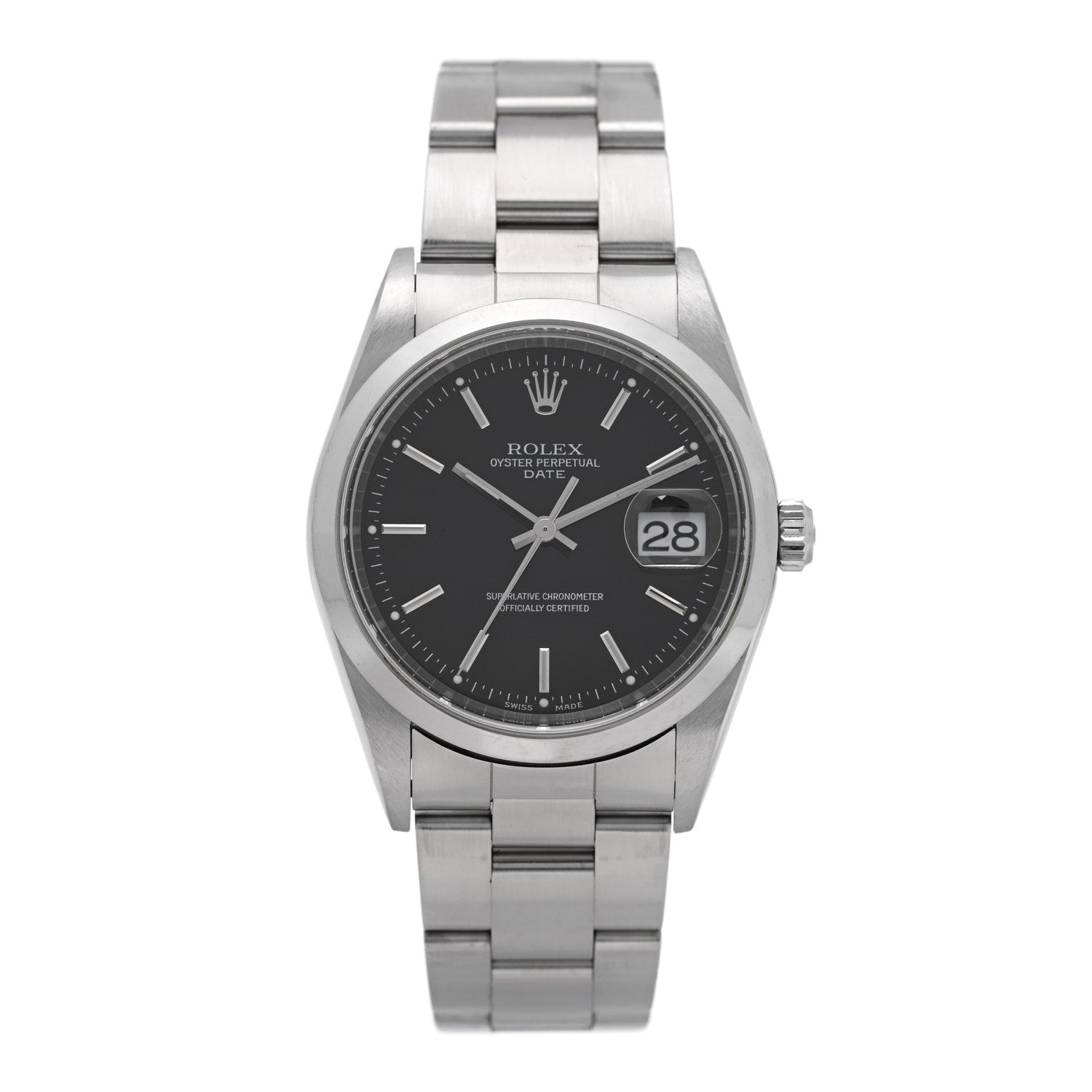 Rolex Stainless Steel 34mm Oyster Perpetual Date Watch Black 15200 1 of 4